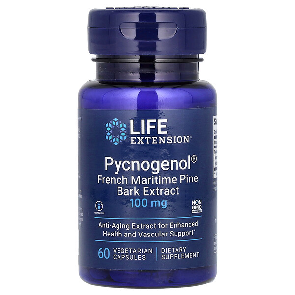 Pycnogenol, Экстракт коры морской сосны, 100 мг, 60 вегетарианских капсул - Life Extension Life Extension