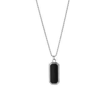 Sterling Silver & Black Onyx Frame Pendant Necklace DEGS & SAL