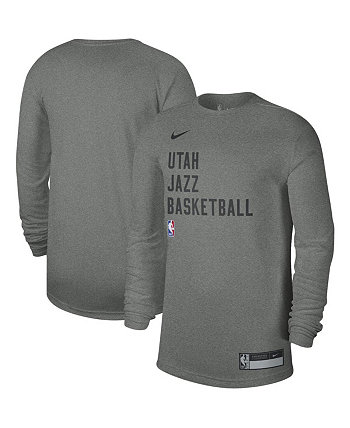 Мужская и женская футболка Heather Grey Utah Jazz 2023 Legend On-Court Practice с длинным рукавом Nike