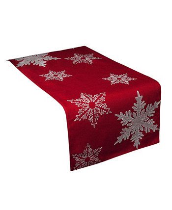 Вышитая рождественская дорожка для стола Glisten Snowflake, 16 "x 36" Xia Home Fashions