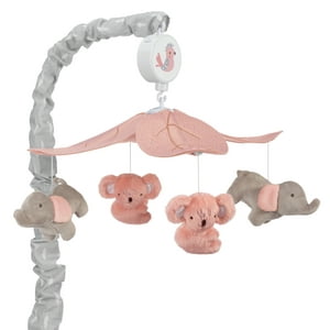 Lambs & Ivy Calypso Pink/Gray Koala & Elephant Musical Baby Crib Mobile Lambs & Ivy