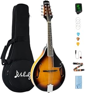 Mulucky A Style Acoustic Electric Mandolins Instrument, 8 String Acoustic Mandolin with Beginner Kit for Adults Kids, Case, Tuner, String, Picks - Sunburst Mulucky