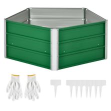 Outsunny Pentagon Raised Garden Bed Elevated Large Metal Planter Box w/ Install Gloves for Backyard Patio to Grow Vegetables Herbs and Flowers Green Outsunny