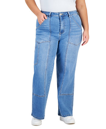 Модные прямые джинсы больших размеров с передним швом Gogo Jeans