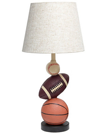 SportsLite 22" Tall Popular Sports Combo Basketball, Baseball, Football Polyresin Table Desk Lamp Simple Designs