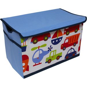 Bacati - Transportation Cotton Percale Fabric covered Storage, Toy Chest, 24.5 L x 15 W x 14 H inches Bacati