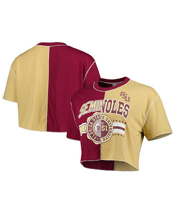 Женская укороченная футболка цвета граната и золота Florida State Seminoles с цветными блоками ZooZatz