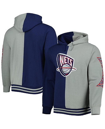 Мужской темно-синий, серый пуловер с капюшоном New Jersey Nets Hardwood Classics Mitchell & Ness