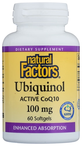 Natural Factors Ubiquinol QH® Active CoQ10 — 100 мг — 60 мягких капсул Natural Factors