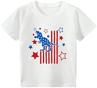 Kid 4th of July T-Shirts Boys Girls American Flag Shirt Patriotic Top Short Sleeve Tees 4-12 Years Goengmo