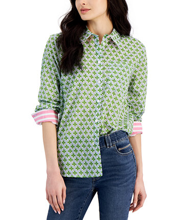Женская хлопковая рубашка с длинным рукавом с принтом Nautica Jeans