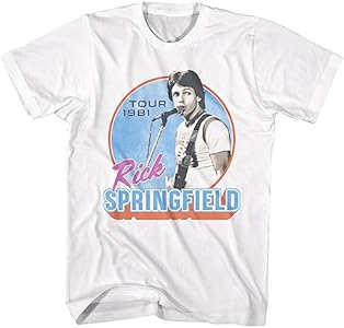 Rick Springfield 1981 Tour Adult Short Sleeve T Shirt 80s Music Vintage Style Graphic Tees American Classics