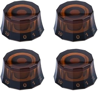 4pcs Dodecagon Design Transparent Electric Guitar Knobs Brown Speed Control Volume Tone Clera Knob for PRS LP SG Les Paul Guitar Accessories(Brown) XIYANGJUAN