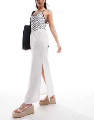 COLLUSION beach linen maxi skirt with bow in white Collusion