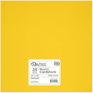 PA Paper Accents Muslin Cardstock 12" x 12" Apricot, 73lb Colored cardstock Paper for Card Making, Scrapbooking, Printing, Quilling and Crafts, 25 Piece Pack Accent Design Paper Accents