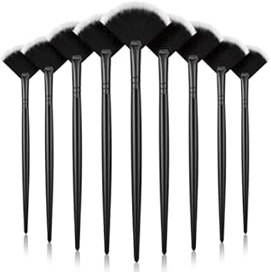 9 Pieces Facial Brushes Fan Mask Brushes, Soft Facial Applicator Brushes Tools for Peel Glycolic Mask Makeup for Mud Cream (Black and Silver) Maitys