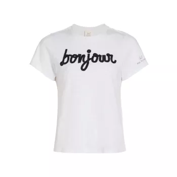 Хлопковая футболка Bonjour с пайетками Cinq a Sept