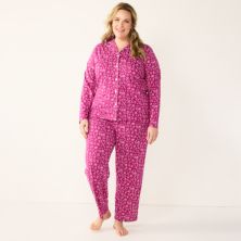 Plus Size Croft & Barrow® Long Sleeve Pajama Shirt & Pajama Pants Sleep Set Croft & Barrow