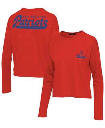 Женская красная футболка с длинным рукавом New England Patriots Pocket Thermal Junk Food