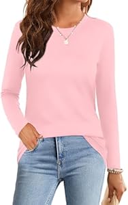 Elesomo Womens Tops Short/Long Sleeve T-Shirts Fitted Crewneck Tee Elesomo