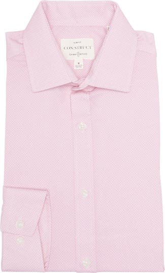 Розовая приталенная эластичная классическая рубашка Connected Geo без морщин CONSTRUCT