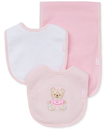 Набор из трех частей для младенцев с нагрудником и тканью отрыжки для девочек Little Me
