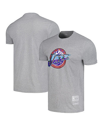 Men's and Women's Gray Utah Jazz Hardwood Classics MVP Throwback Logo T-shirt Mitchell & Ness