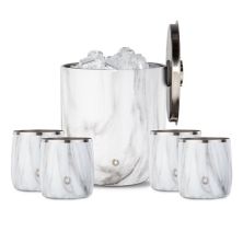 Premium Insulated Stainless Steel Ice Bucket And Rocks Glass Set Snowfox