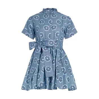 Хлопковое мини-платье Olori в полоску с геометрическим узором и завязкой на талии Elisamama