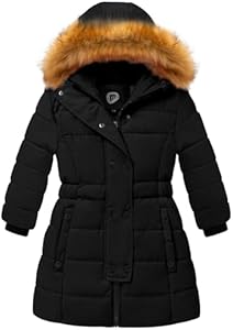 FARVALUE Girls Warm Winter Coats Water Resistant Thicken Long Parka Fleece Puffer Jacket Hooded Quilted Windbreaker Farvalue