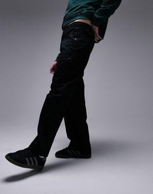 Черные брюки карго с поясом Topman TOPMAN