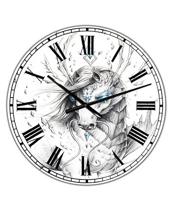 Большие современные настенные часы Sea Horse Crystal Blue - 36 дюймов x 28 дюймов x 1 дюйм Designart