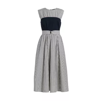 Cotton Striped Bustier Midi-Dress Barneys New York