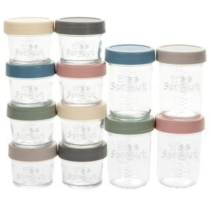 WeeSprout Glass Baby Food Storage Jars with Plastic Lids (4oz/8oz, 12 Pack Set) WeeSprout