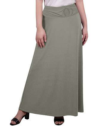 Женская длинная юбка-трапеция с искусственным поясом спереди и кольцом NY Collection