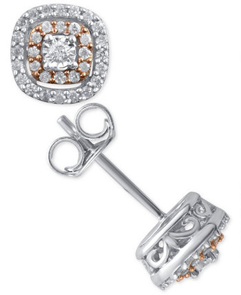 Серьги-гвоздики с бриллиантами (1/5 кар. По весу) из стерлингового серебра и 14-каратного розового золота Macy's