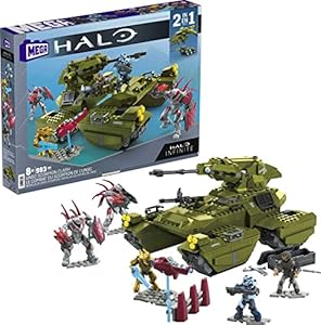 MEGA Halo Toy Building Sets, UNSC Scorpion Clash Tank with 993 Pieces, 5 Micro Action Figures and Display Stands, for Collectors Mega