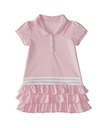 Baby Girls Short Sleeve Collared Ruffle Polo Dress Adidas