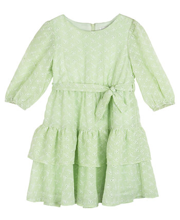 Многоуровневое шифоновое повседневное платье с люверсами для маленьких девочек Rare Editions