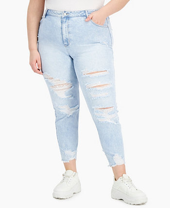 Модные джинсы больших размеров с потертостями Mom Tinseltown