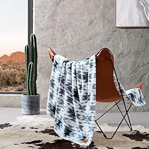 Wrangler - Throw Blanket, Soft Plush Fleece Bedding, Western Decor for Bed or Couch (Canyon Ikat Grey, 50" x 60") Wrangler