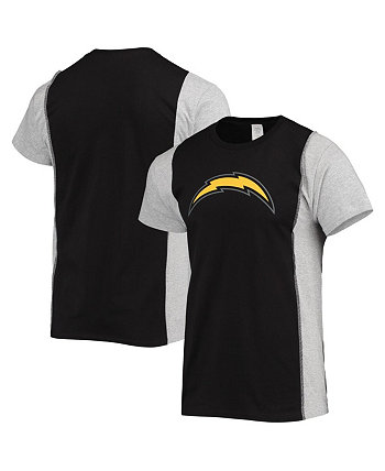Мужская футболка с разрезом Los Angeles Chargers черного, серого меланжевого цвета Refried Apparel