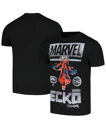 Мужская и женская черная футболка с изображением Человека-паука Spidey Watch Ecko Unltd
