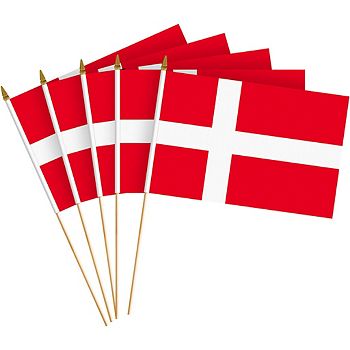 G128 8x12in 12pk Denmark Printed 150d Polyester Handheld Stick Flag G128