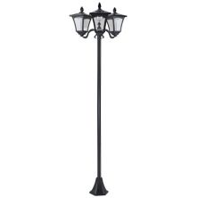 Outsunny 72&#34; Solar Lamp Post, Triple-Head Street Light, All-Weather Waterproof Stainless Steel, Vintage Style for Garden, Lawn, Pathway, Driveway, Black Outsunny