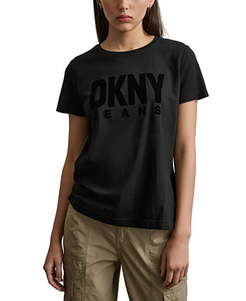 Женская футболка с круглым вырезом и короткими рукавами с логотипом DKNY