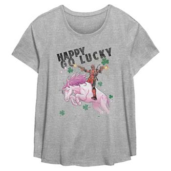 Plus Size Marvel Deadpool Happy Go Lucky Flowy Graphic Tee Marvel