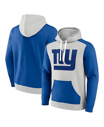 Мужской флисовый пуловер с капюшоном Royal New York Giants Big and Tall Team серебристого цвета Fanatics