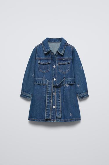 LITTLE BOWS DENIM DRESS ZARA