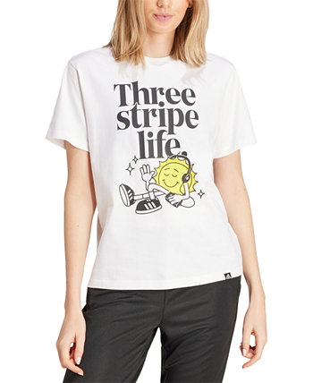 Women's Three-Stripe Life Graphic-Print T-Shirt Adidas